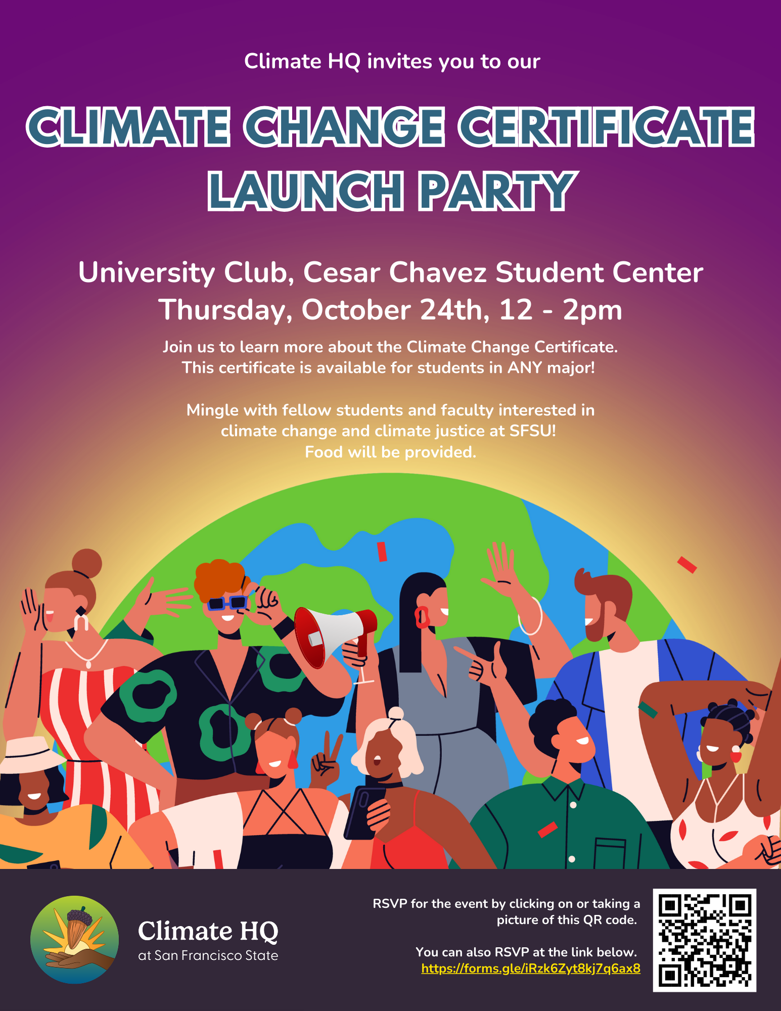 SFSU Climate change flyer Climate HQ certificate launch party