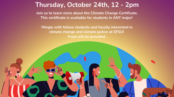 SFSU Climate change flyer Climate HQ certificate launch party